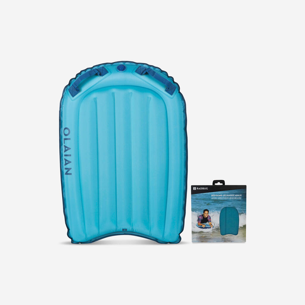 BODYBOARD DECOUVERTE GONFLABLE  - COMPACT BLEU (25-90KG)